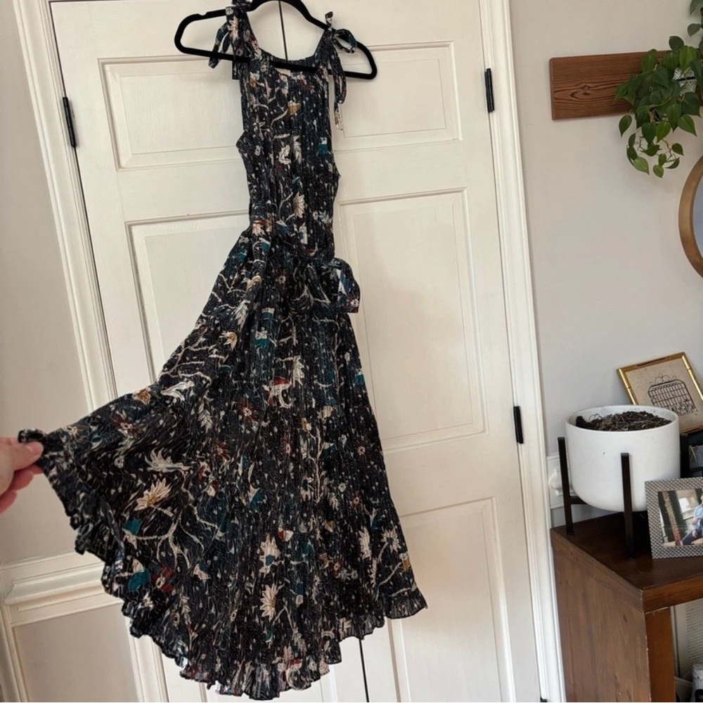 Ulla Johnson Mariam Midi Dress Floral Batik Jet Navy Blue‎ Halter Size 2 Flowy - Picture 10 of 16